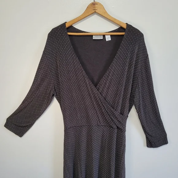 Chico's Travelers Black Polka Dot Wrap Style Dress Size 3 - Picture 6 of 16